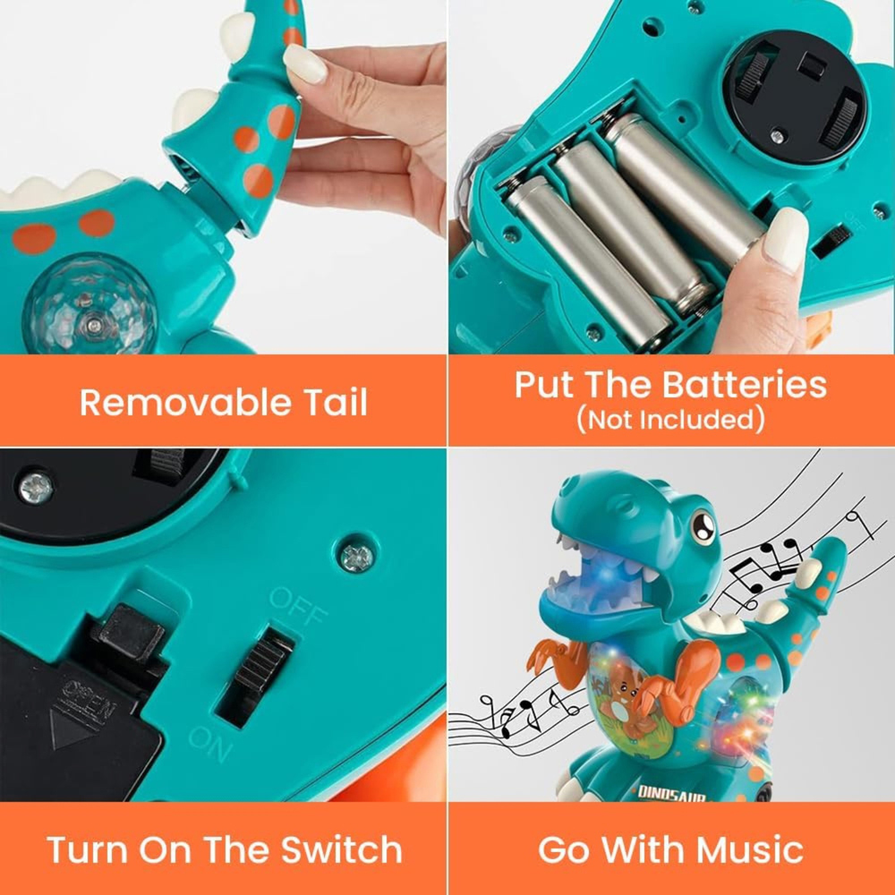 Alivio Kids Blue Crawling Walking Dinosaur Baby Toy with Musical Lights Image 5
