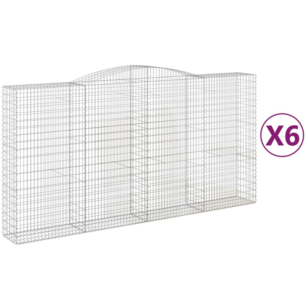 vidaXL Silver Galvanised Iron Arched Gabion Basket 400 x 50 x 200/220cm 6 Pack Image 2