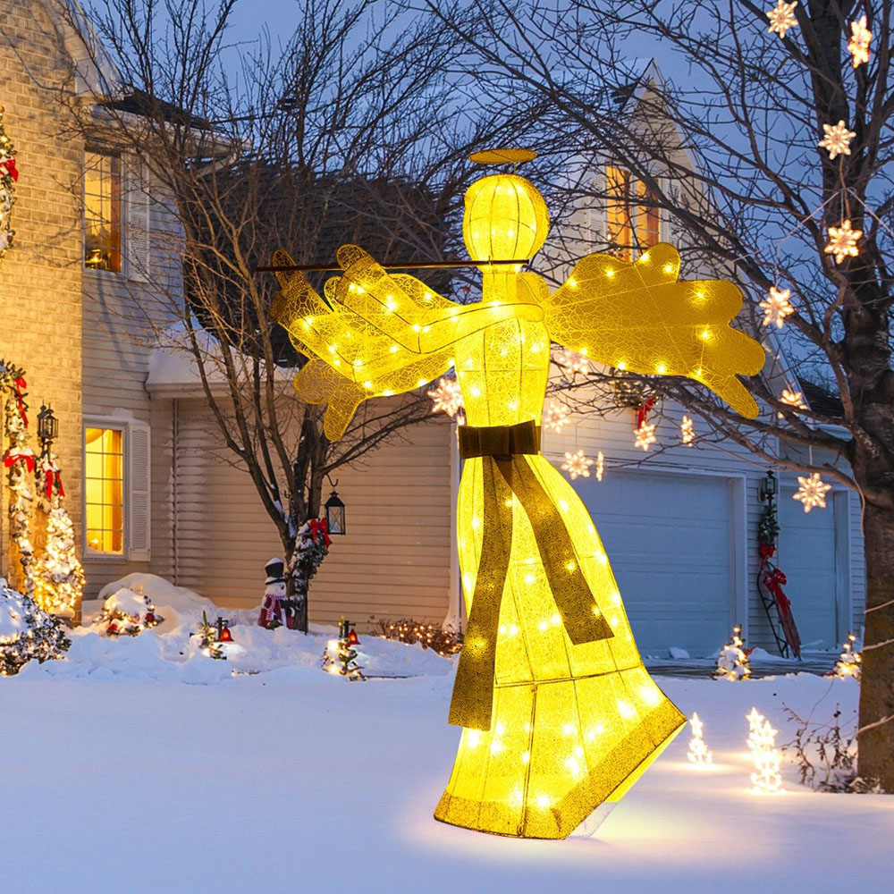 Costway 100 Warm White LED Angel Christmas Decoration 4.9ft Image 3