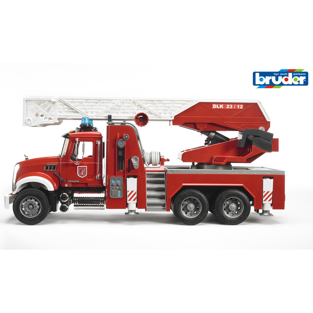 Bruder Kids MACK Granite Fire Engine with Ladder and Water Pump Playset Model Image 8