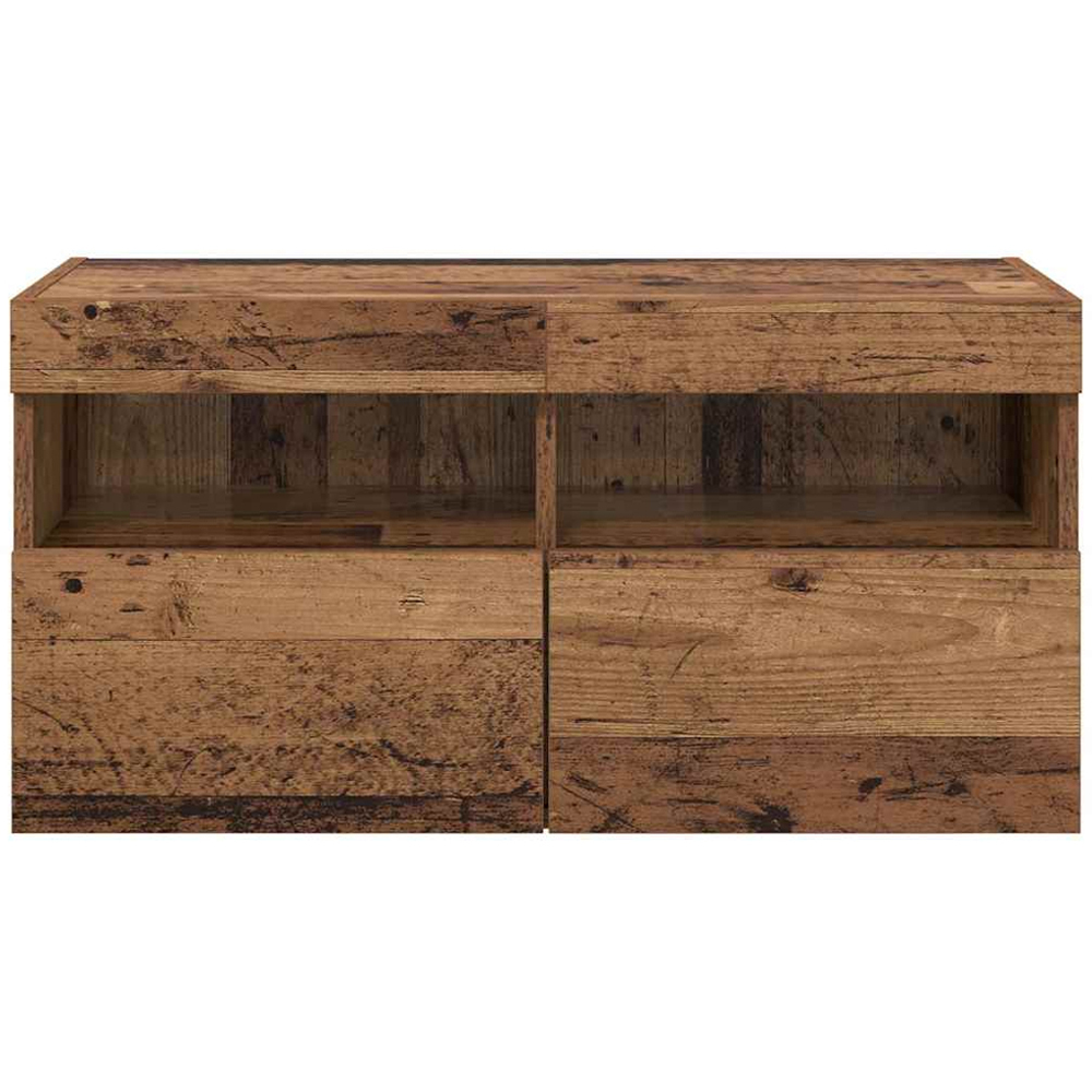 vidaXL 2 Door 2 Shelf Old Wood Wall Mounted TV Cabinet with LED Light Image 8