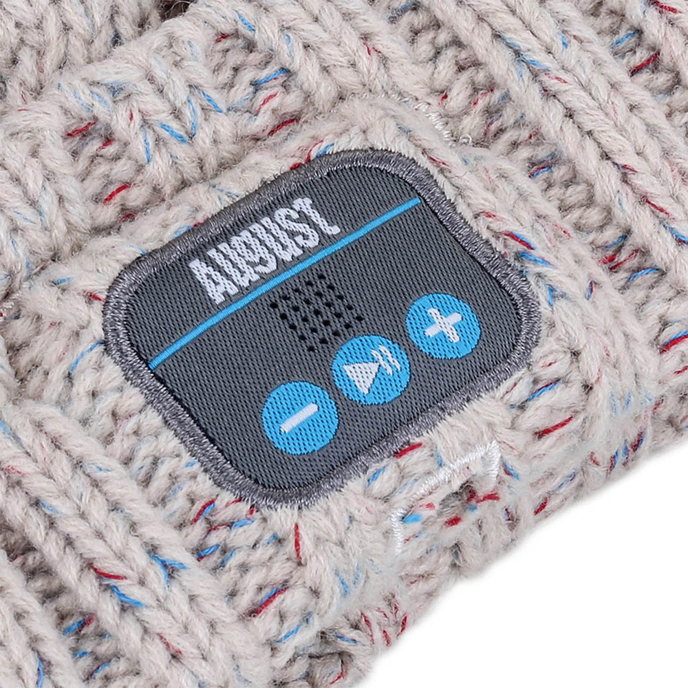 August EPA30G Grey Bobble Beanie Hat with Rechargeable Bluetooth Headphones and Mic Image 3