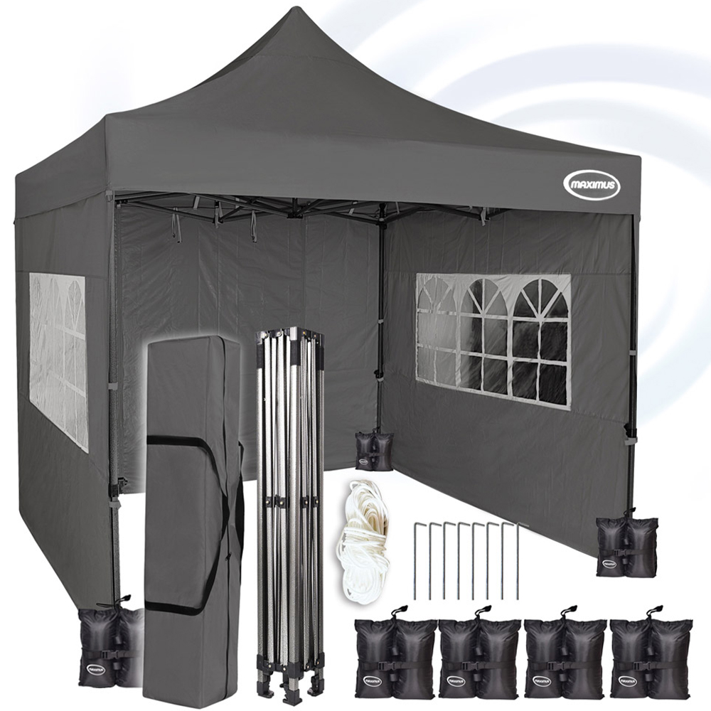 Maximus Grey Pop Up Outdoor Gazebo with Removable Sides 3 x 3m Image 3