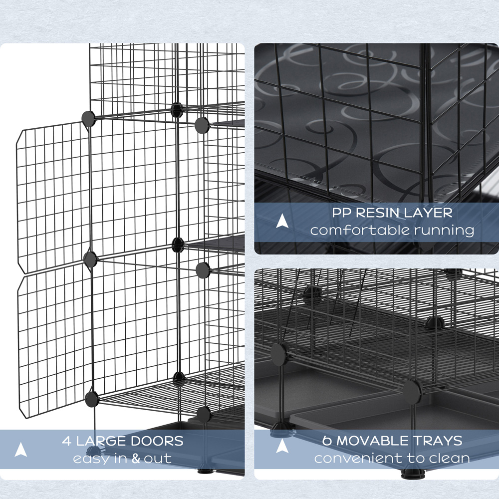 PawHut 30 Piece Expandable C and C Pet Cage with Doors and Trays Image 4