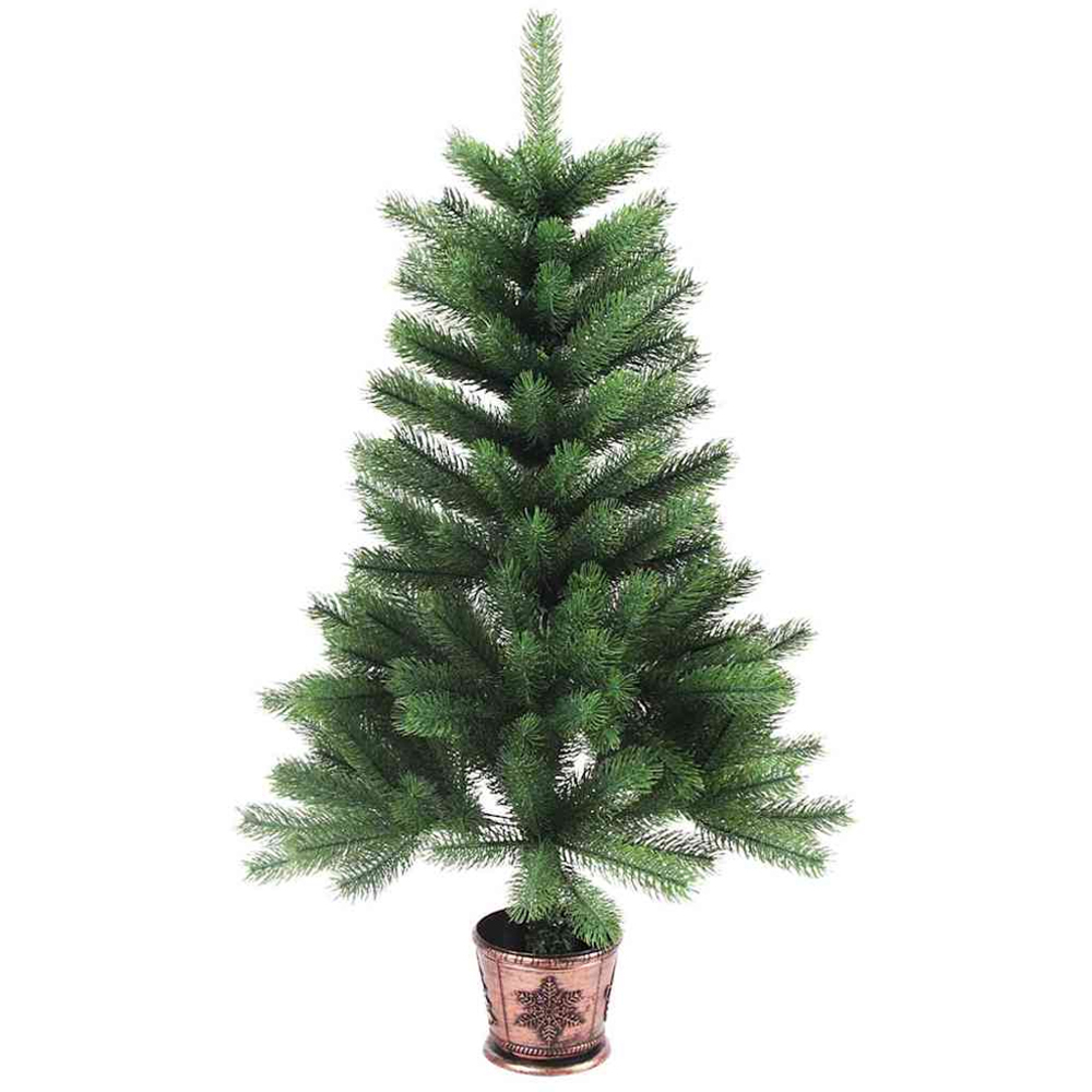 vidaXL Pre-Lit White Baubles Green Artificial Christmas Tree 3ft Image 5