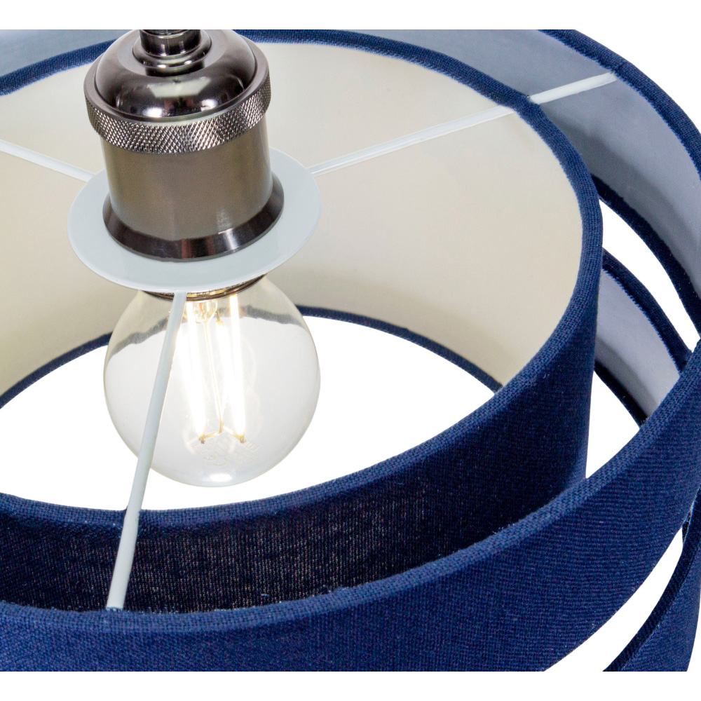Happy Homewares 3 Tier Midnight Blue Linen Fabric Pendant Shade Image 4