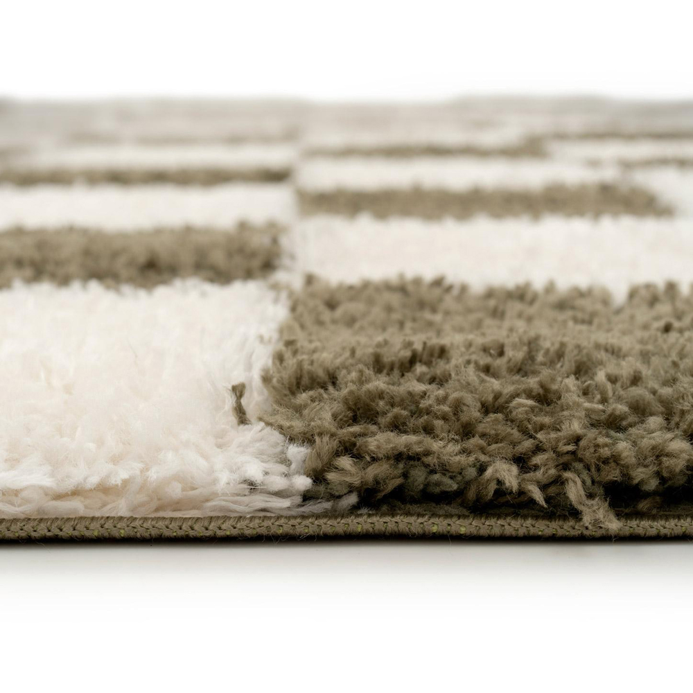 Kukoon Checkers Josie Olive Green and Cream Checkerboard Soft Rug 240 x 330cm Image 5