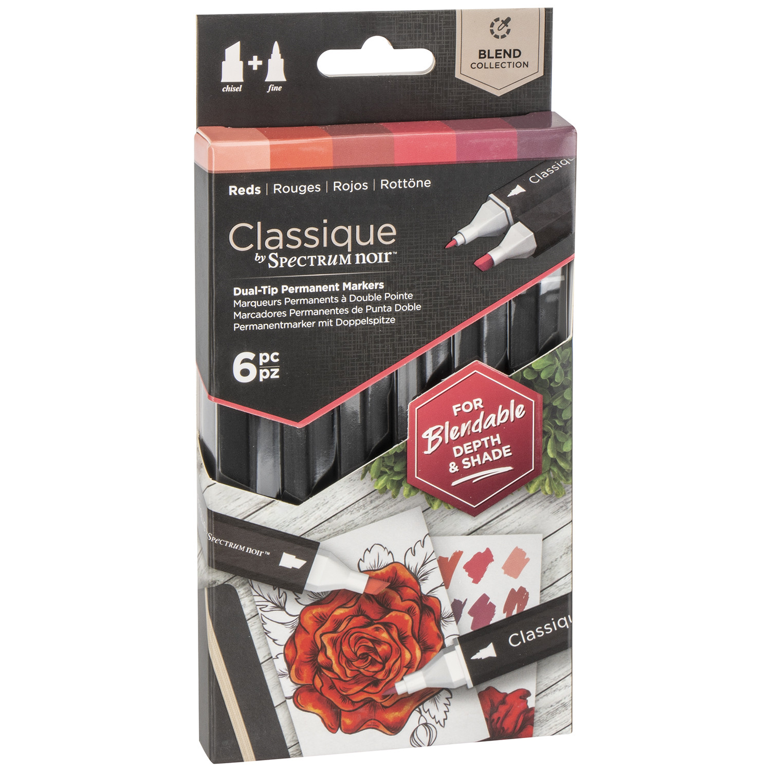 Pack of 6 Classique Pens by Spectrum Noir - Red Image