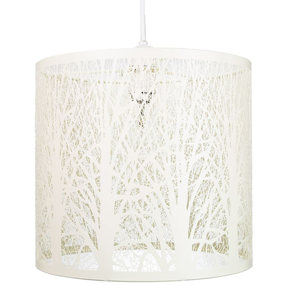 Happy Homewares Soft Cream Metal Forest Design Pendant Shade Image 1