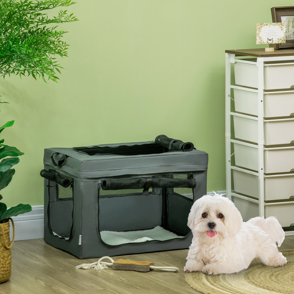 PawHut Grey Soft Side XS Dog Pet Carrier with Cushion Image 2