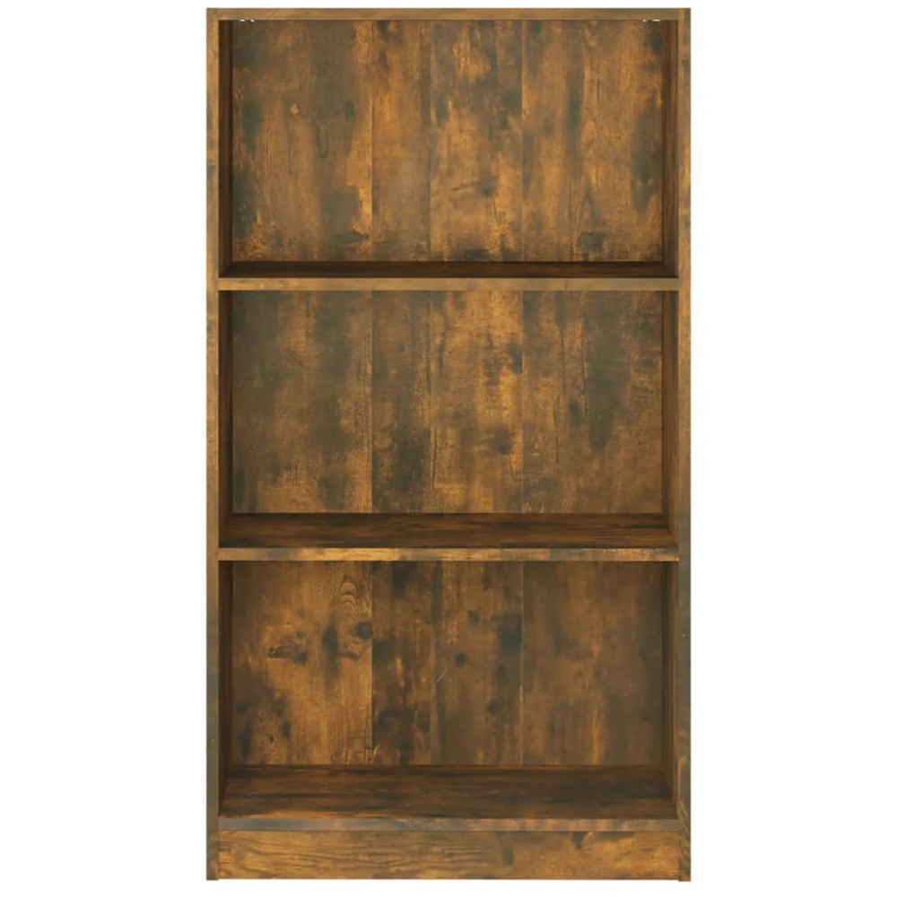 vidaXL 3 Shelf Smoked Oak Bookcase Image 3