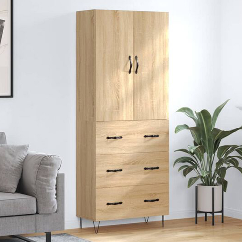 vidaXL 2 Door 3 Drawer Sonoma Oak Highboard Image 1