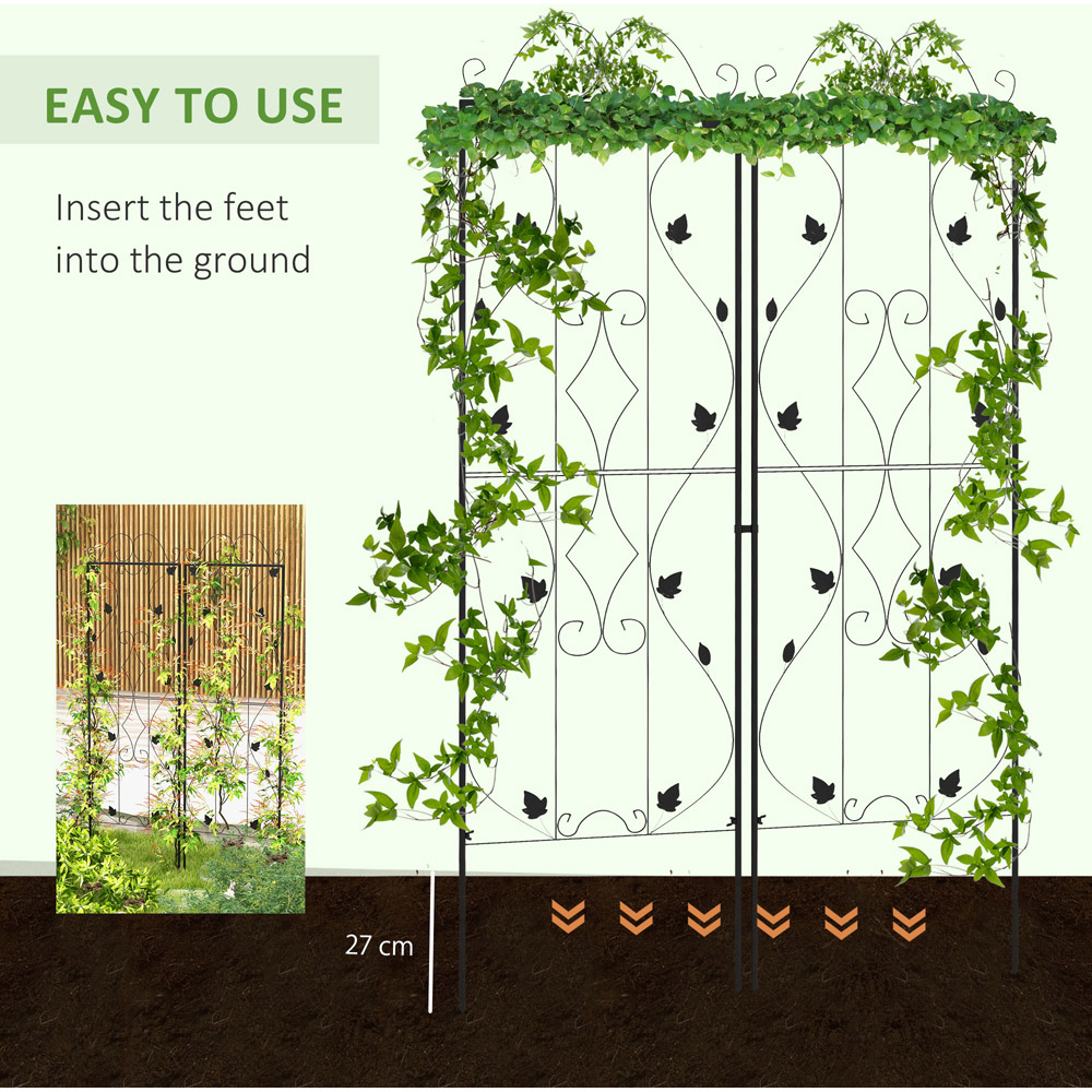 Outsunny Metal Leaf Design Trellis Frames Garden Planter 2 Pack Image 5