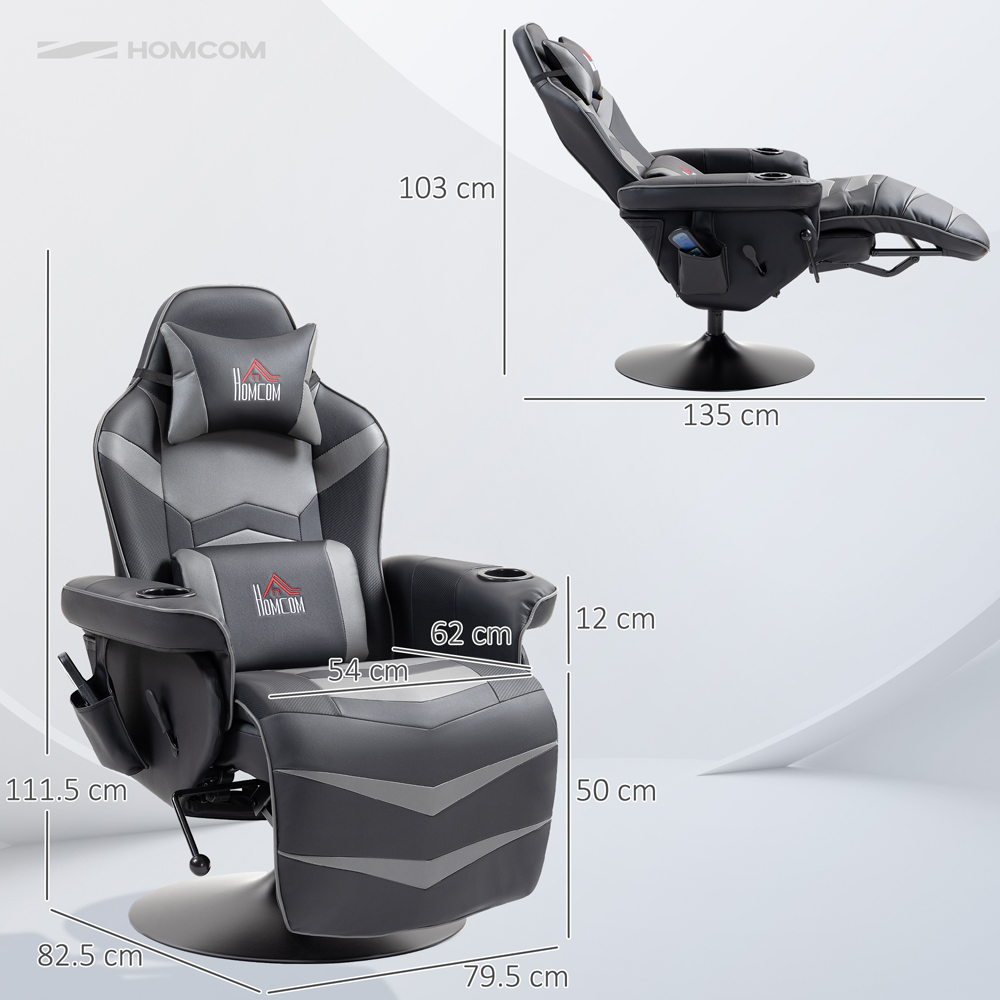 HOMCOM Grey Massage Recliner Chair with Remote Image 9