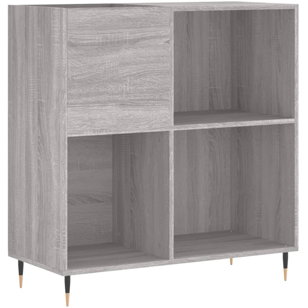 vidaXL 3 Shelf Sonoma Grey Record Cabinet Image 2