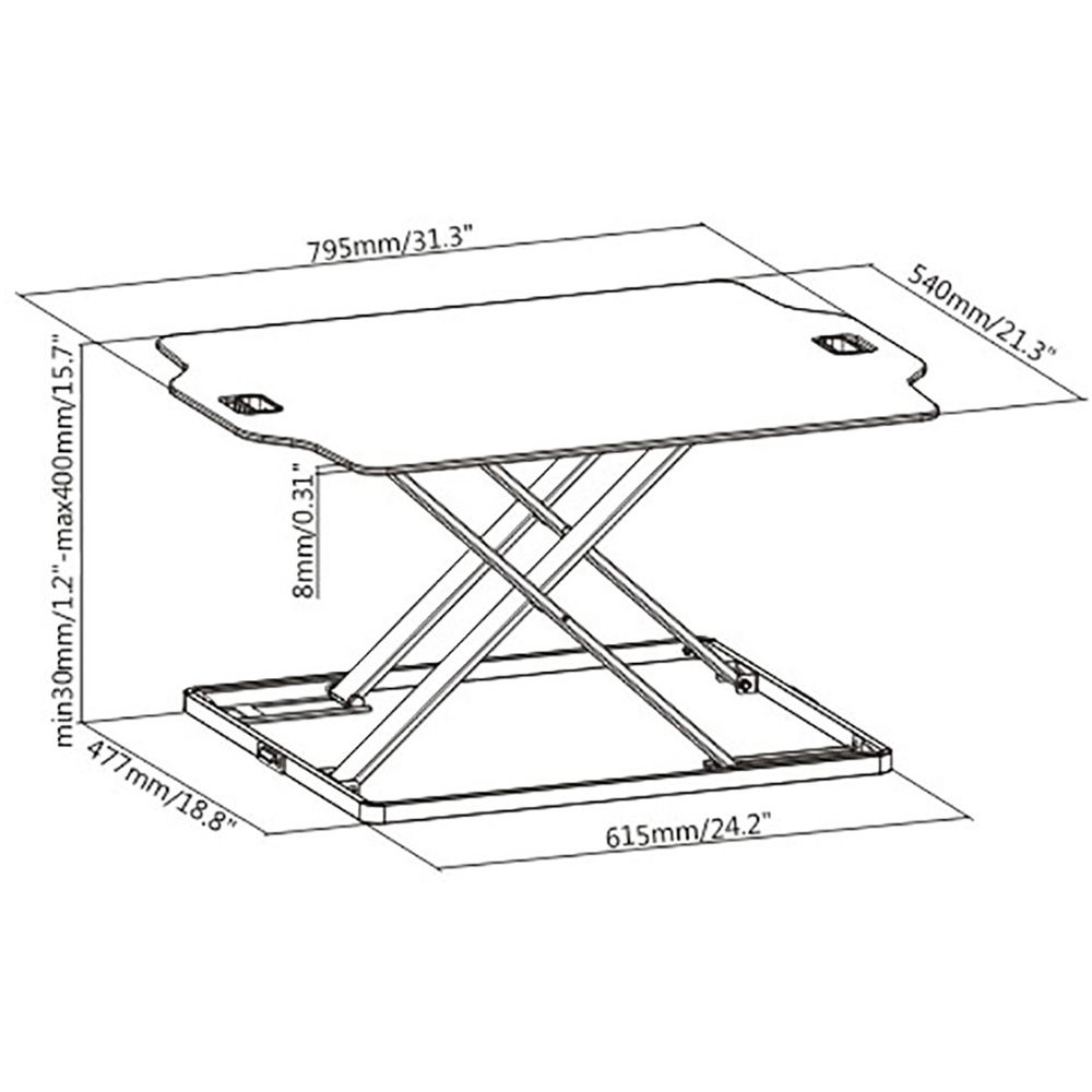 ProperAV Slim Profile Stand Up Workstation Desk White Image 9