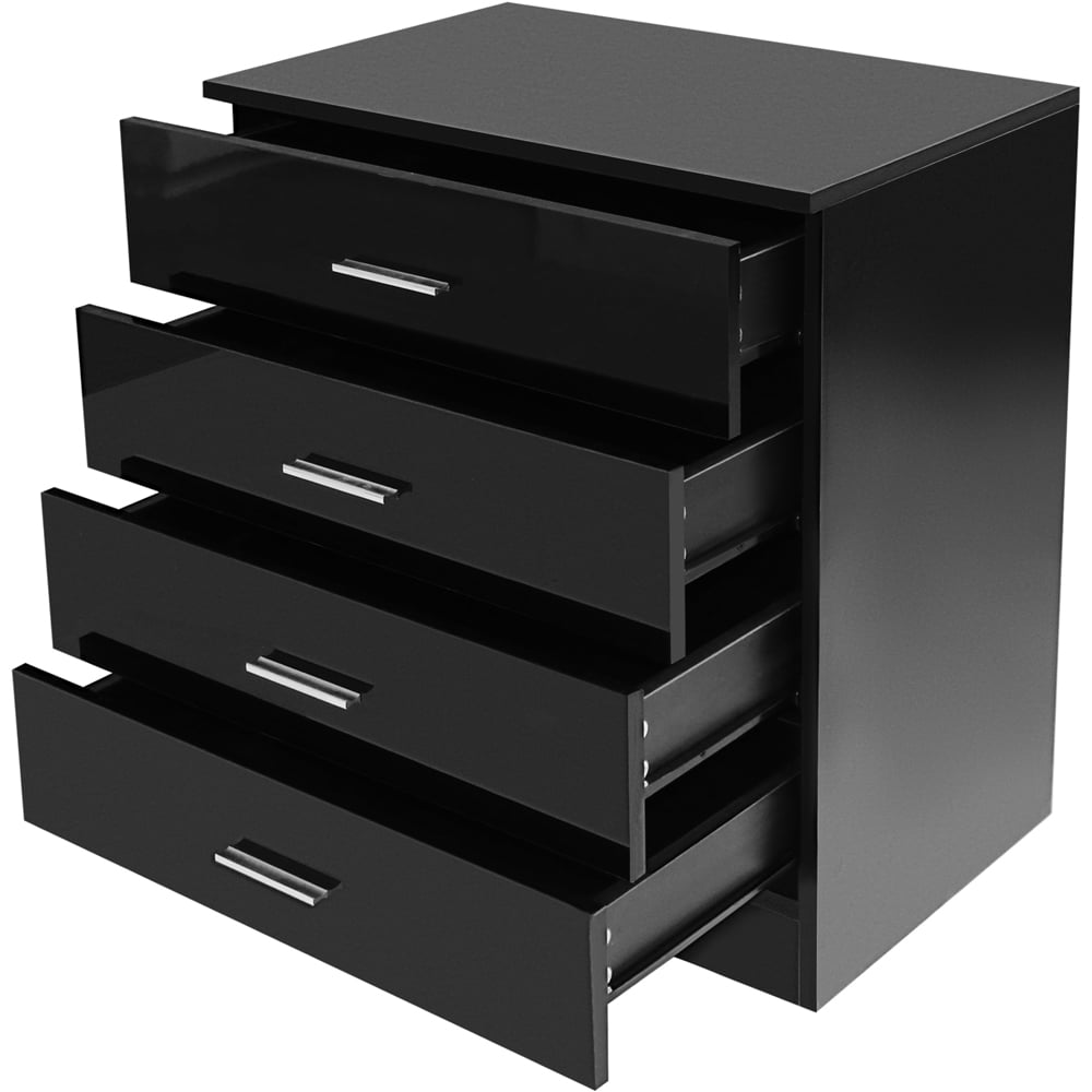 Brooklyn 4 Drawer Black High Gloss Chest of Drawers Image 2