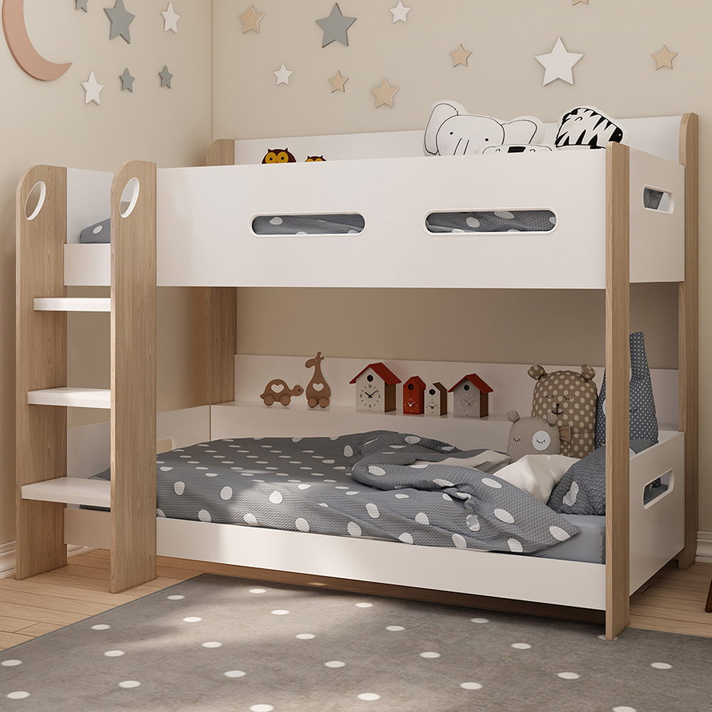 Kudl White and Oak Bunk Bed Image 1