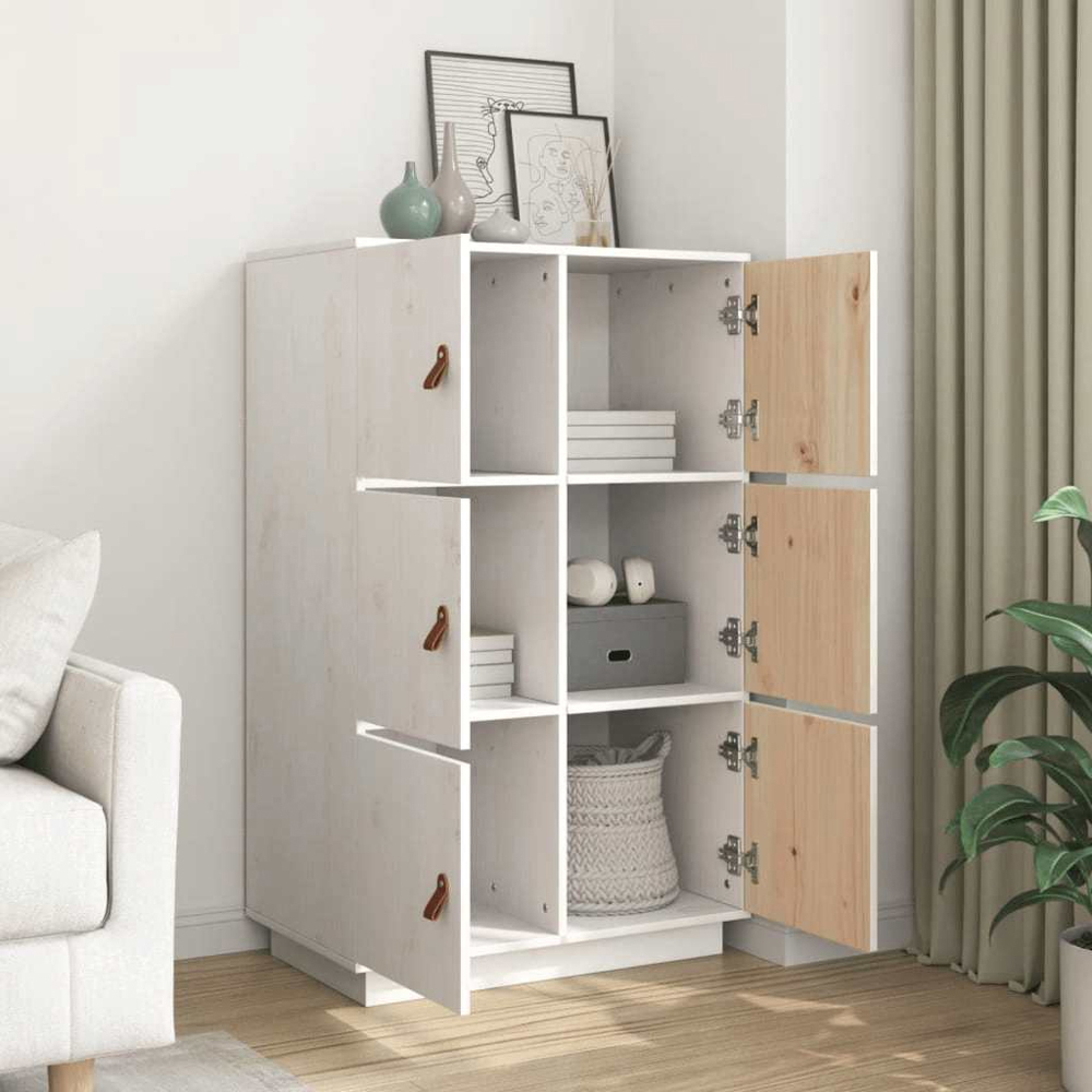 vidaXL 6 Door White Solid Pine Wood Highboard Image 9