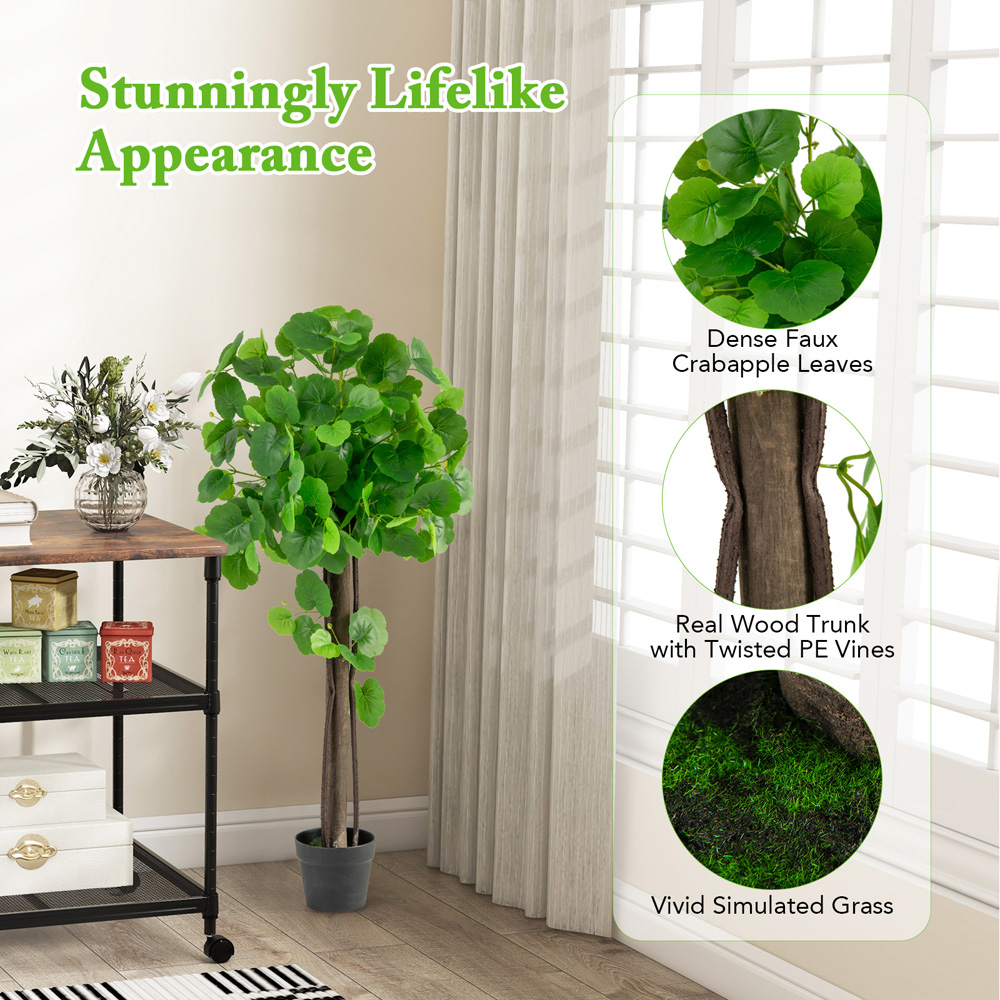 Costway Crab Apple Tree Artificial Plant In Pot 3.6ft Image 6