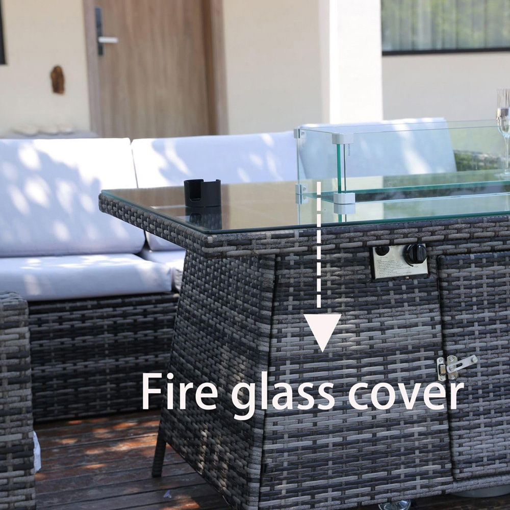 Alivio 8 Seater Mixed Grey Rattan Garden Lounge Set with Fire Pit Table Image 5