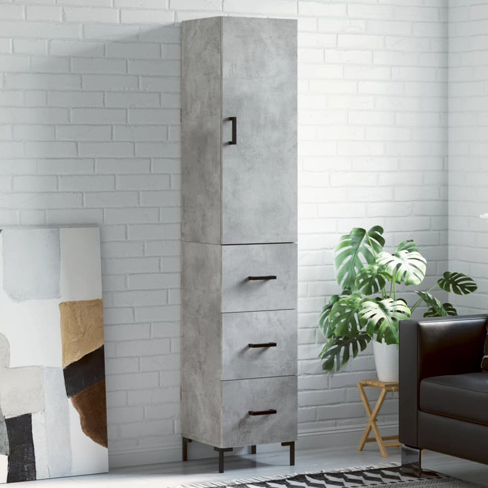 vidaXL Single Door 3 Drawer Tall Highboard with Metal Legs Image 1