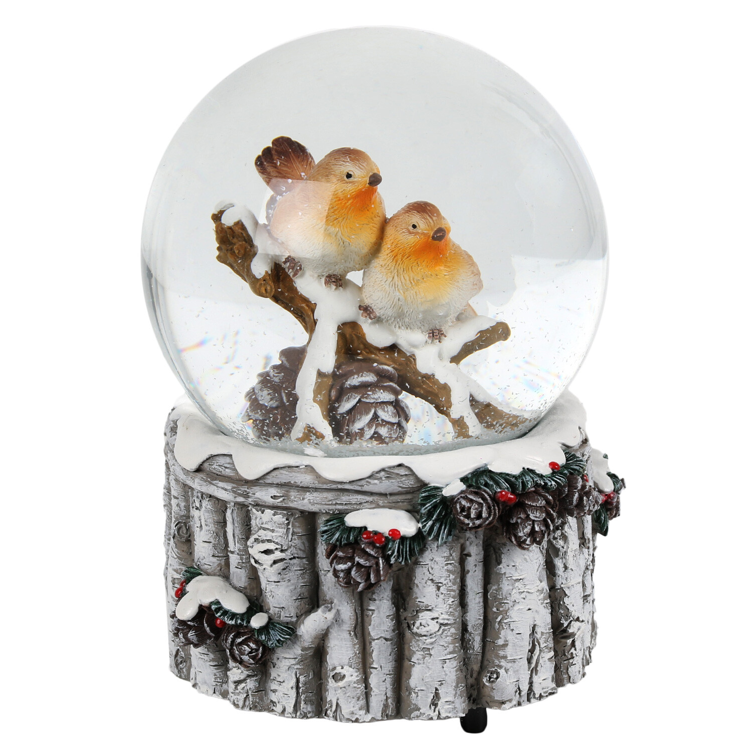 Musical Snowy Robin Snow Globe - White Image 1