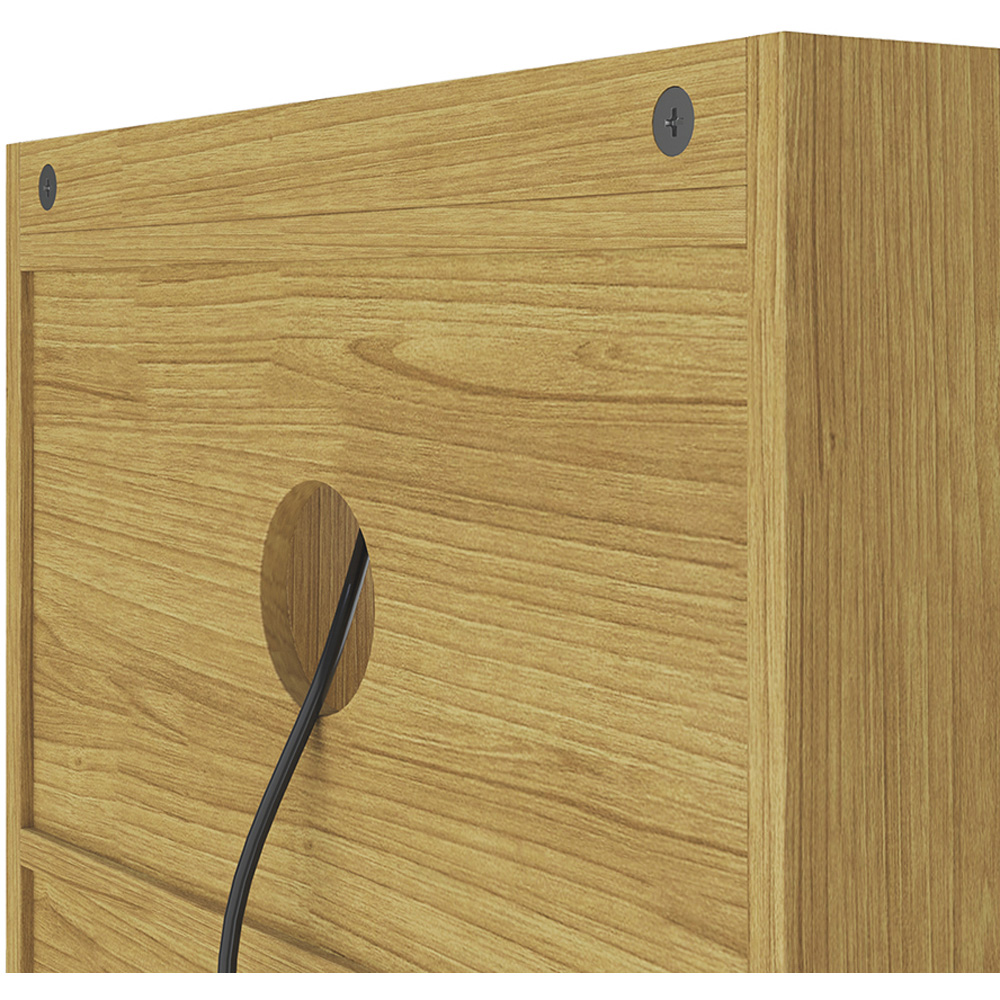 Living and Home Single Drawer Natural Wooden Bedside Table with Power Strip Set of 2 Image 6