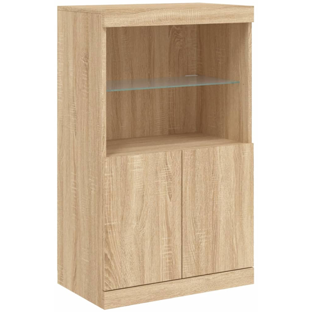 vidaXL 4 Door 6 Shelf Sonoma Oak LED Sideboard 3 Piece Image 5