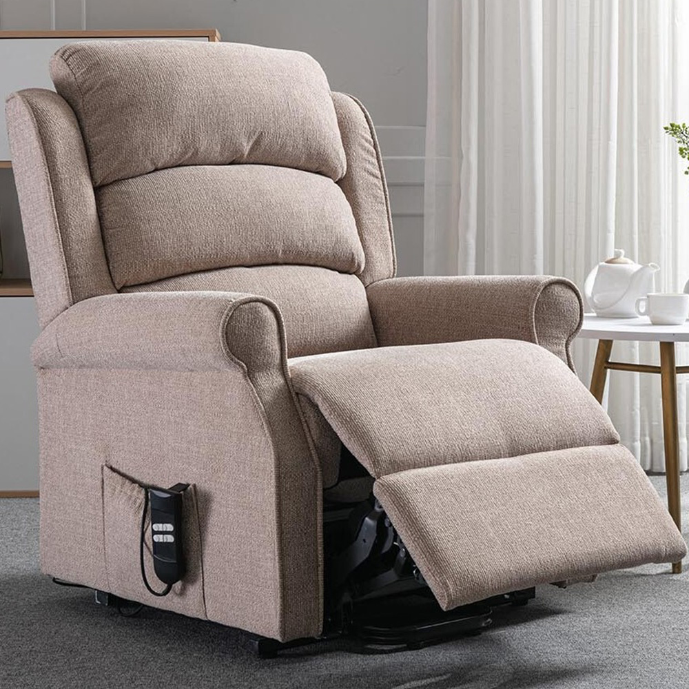 Winslow Neutral Wheat Fabric Rise Recliner Chair Image 1