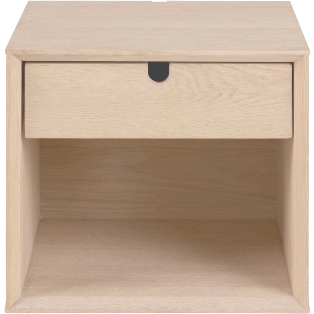 Florence Century Single Shelf Single Drawer White Oak Wall Mounted Bedside Table Image 2