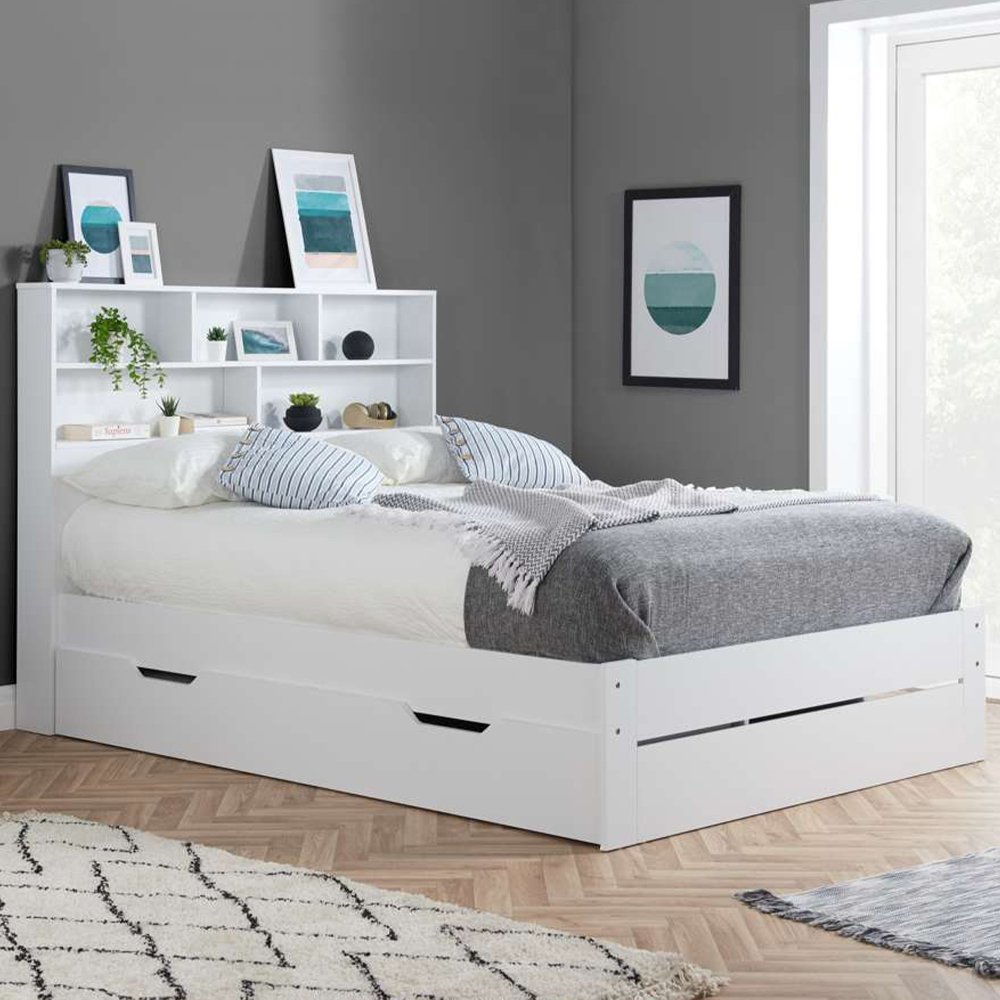 Alfie Small Double White Storage Bed Image 1
