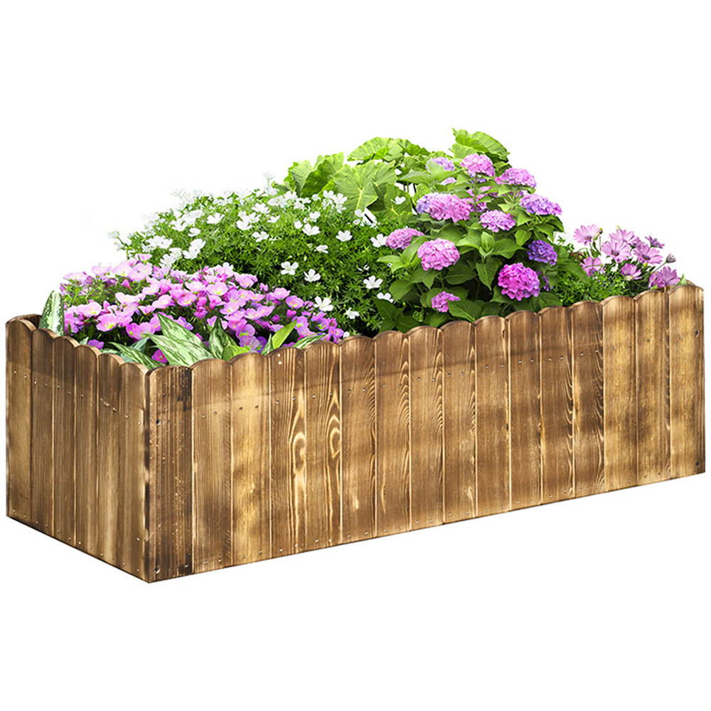 Outsunny Wooden Rectangular Raised Bed Planter 30 x 40 x 100cm Image 1
