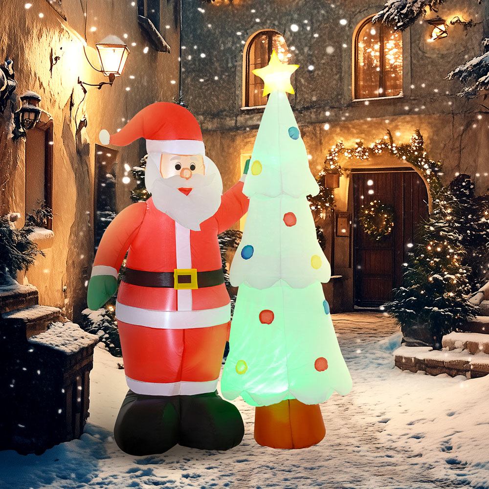 Everglow LED Inflatable Santa Claus and Christmas Tree Decoration 7ft Image 3