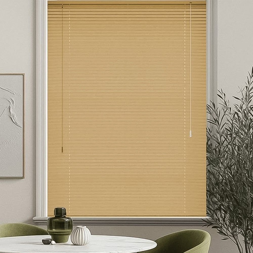 New Edge Blinds Wood Grain PVC Venetian Blind Natural 175cm Image 1