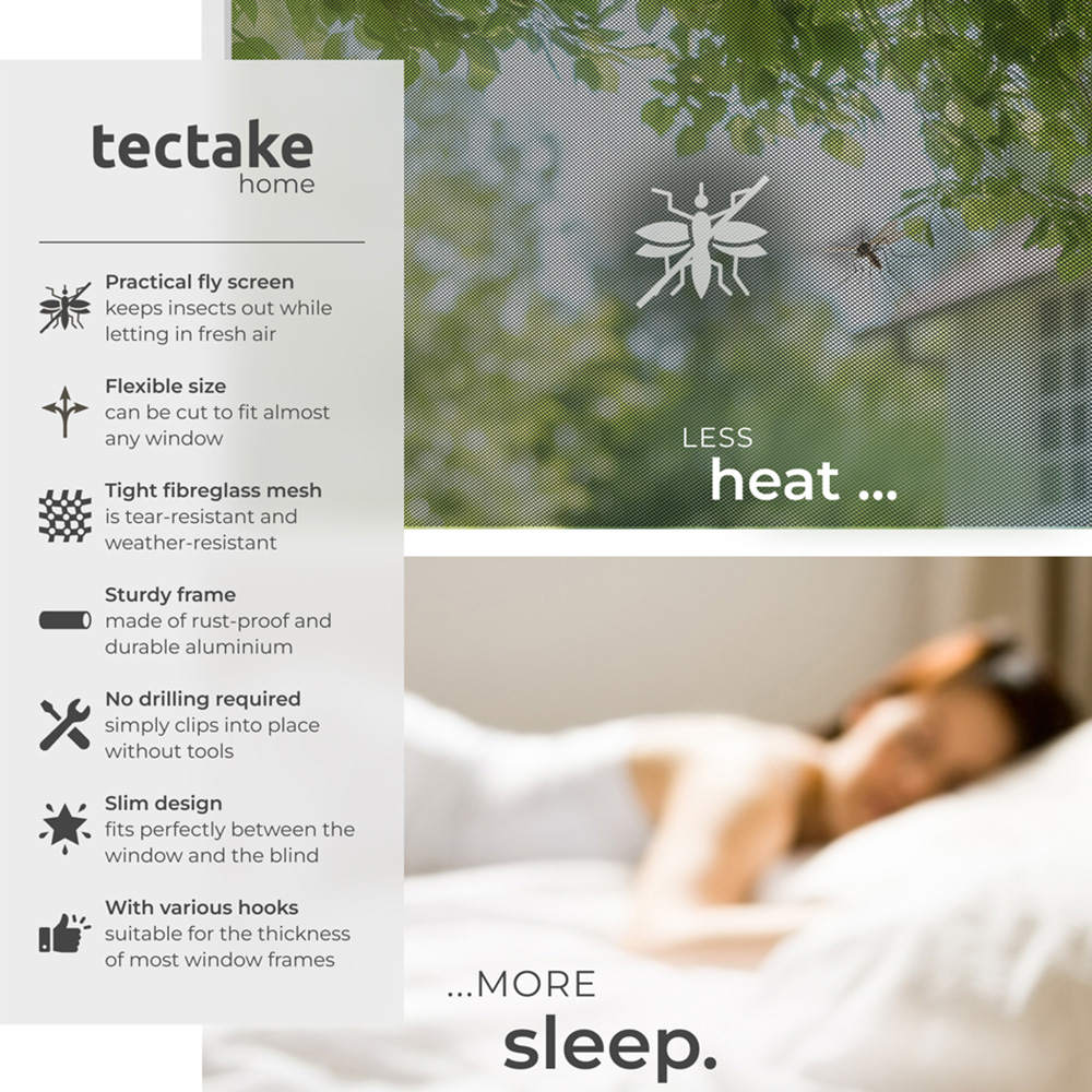 tectake White Individually Adjustable Fly Screen 100 x 80cm Image 6