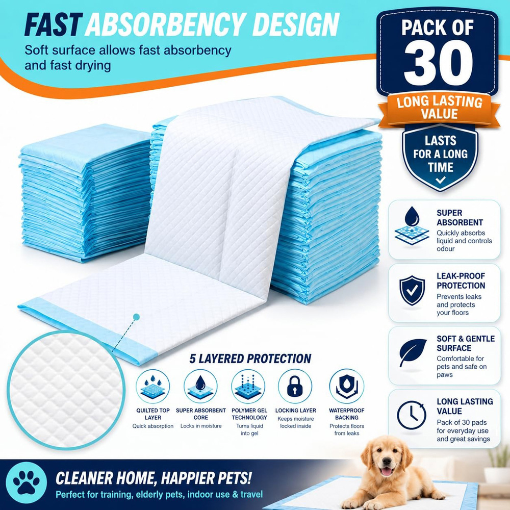 ATEK Super Absorbent Puppy Wee Training Pad 60 x 45cm 30 Pack Image 7