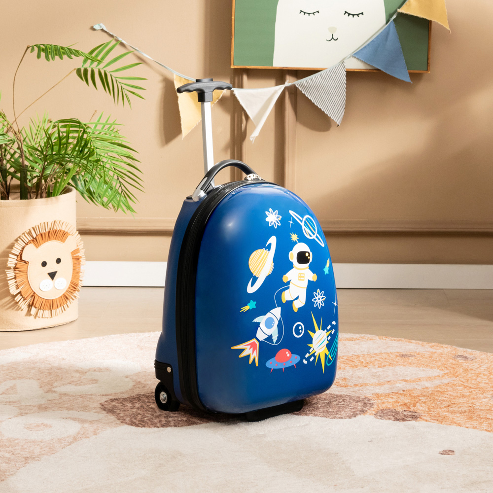 Costway Kids Blue Suitcase Luggage with Wheels Image 2