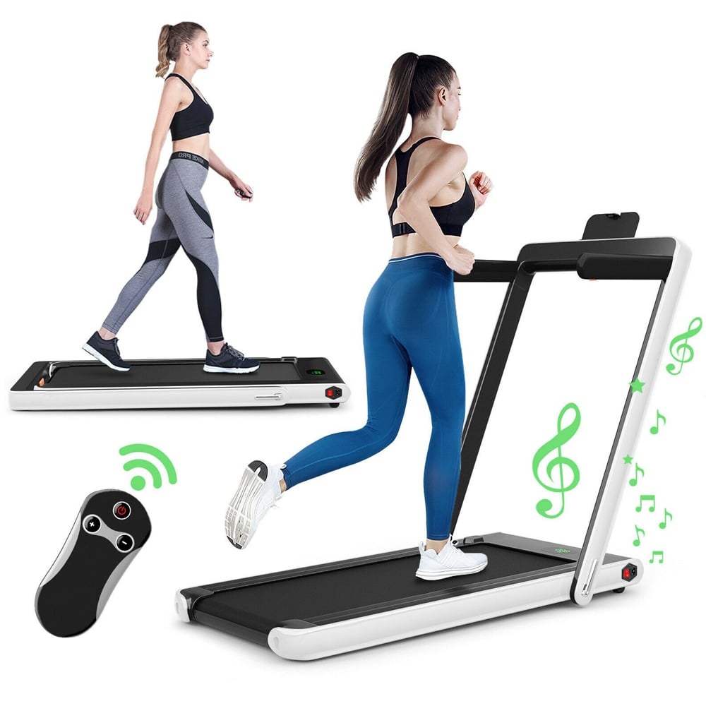 Costway 2 in 1 White Electric Folding Under Desk Treadmill with Bluetooth Image 4