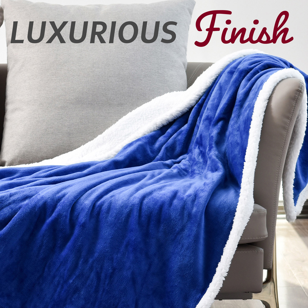 GlamHaus Dark Blue Electric Throw 160 x 130cm Image 2