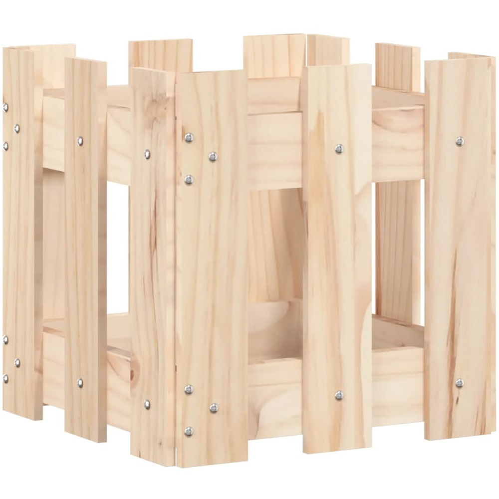 vidaXL Brown Solid Pine Wood Fence Design Garden Planter 30 x 30 x 30cm Image 3