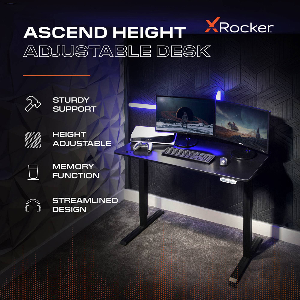 X Rocker Ascend Black Height Adjustable Computer Desk Image 2