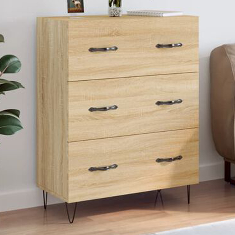 vidaXL 3 Drawer Sonoma Oak Sideboard Image 1