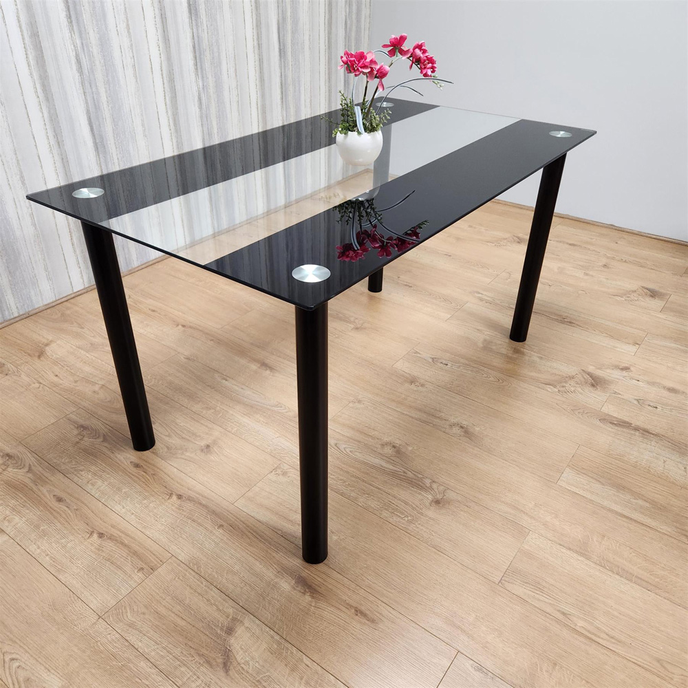 Portland Glass 6 Seater Dining Table Black Image 6