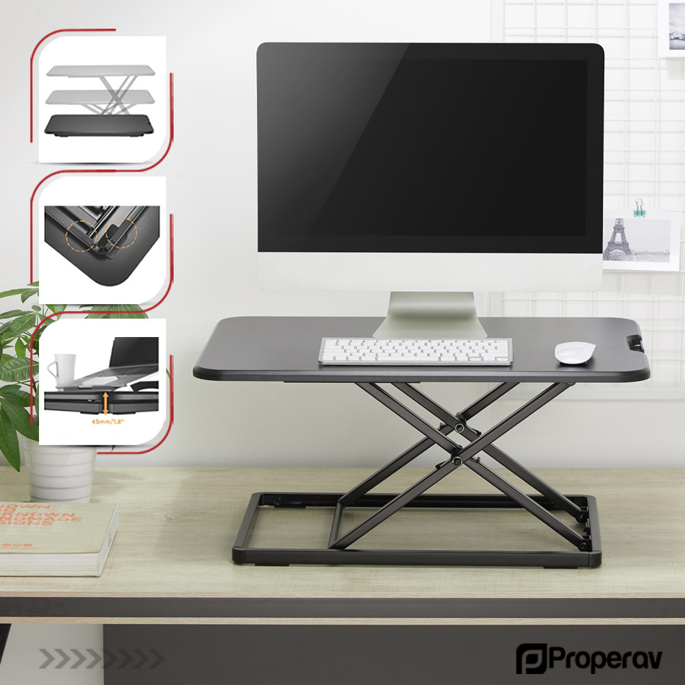 ProperAV Black Slim Sit or Stand Height Adjustable Desk Workstation Image 5
