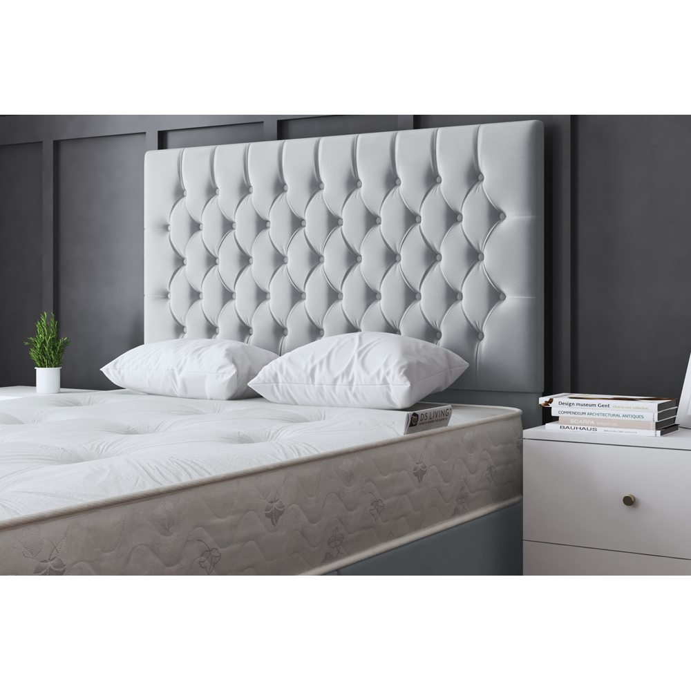 DS Living Seraphine King Size Silver Upholstered Panel Divan Bed with 2 Drawer Image 3