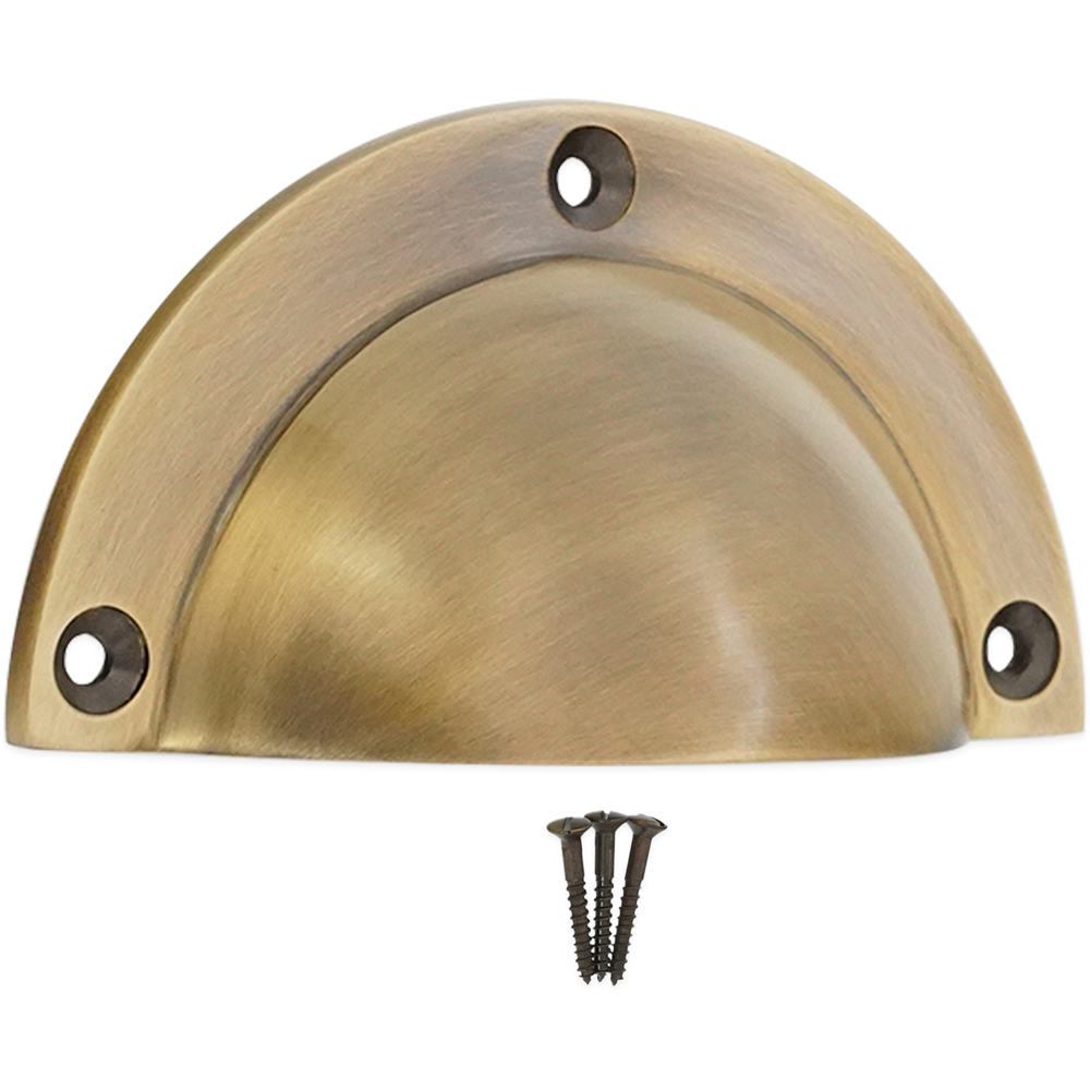 Spira Brass Crescent Antique Brass Cup Pull Drawer Handle Image 4