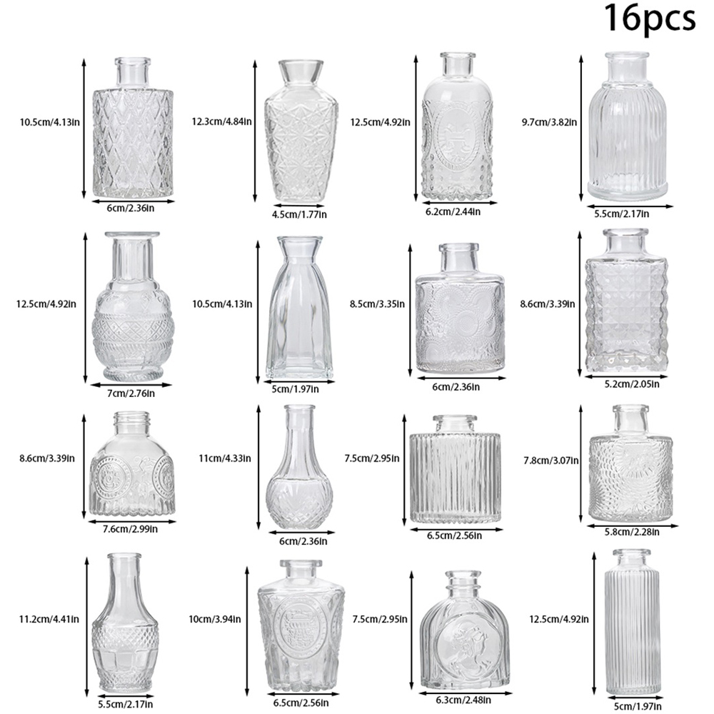Living and Home 16 Piece Clear Small Glass Bud Vase Set Image 8