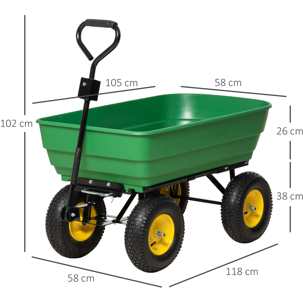 Outsunny Green Heavy Duty Trolley Garden Cart 125L Image 8