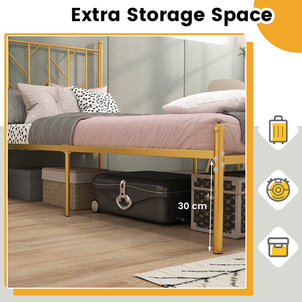 Costway Single Gold Metal Bed Frame Image 6
